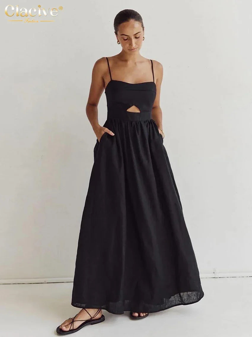 Stunning Black Cotton Prom Dress