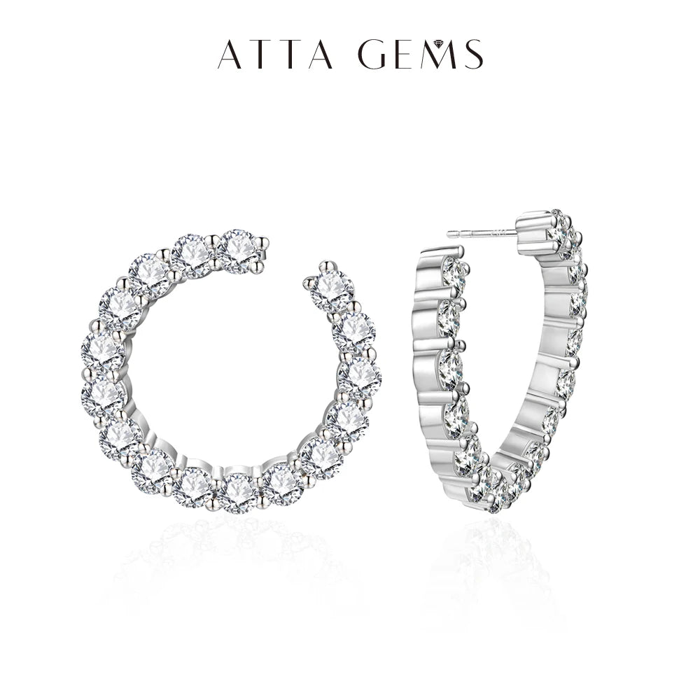 ATTAGEMS Moissanite Hool Earrings 925 Sterling Silver Passed the Diamond Test Wedding Earrings for Women Gift Fine Jewelry Band Luxlife Brands