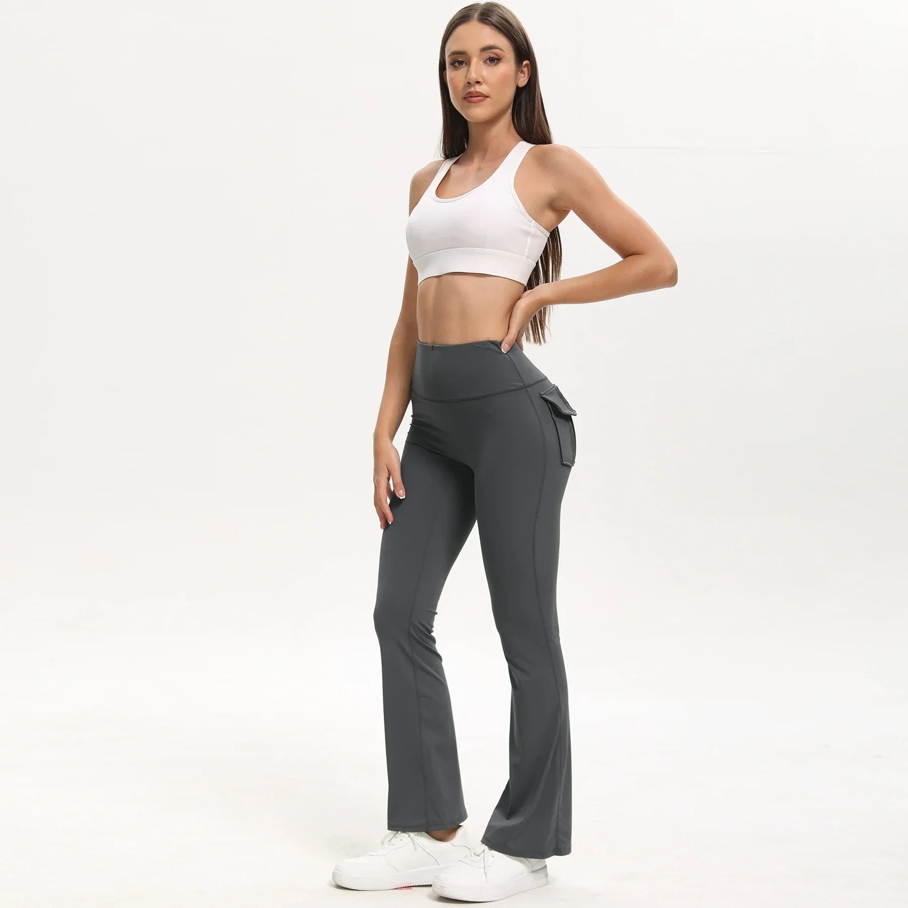 Women's Flare Leggings with Pockets High Waisted Butt Lifting No Front Seam Tummy Control Bootcut Yoga Pants for Women Luxlife Brands