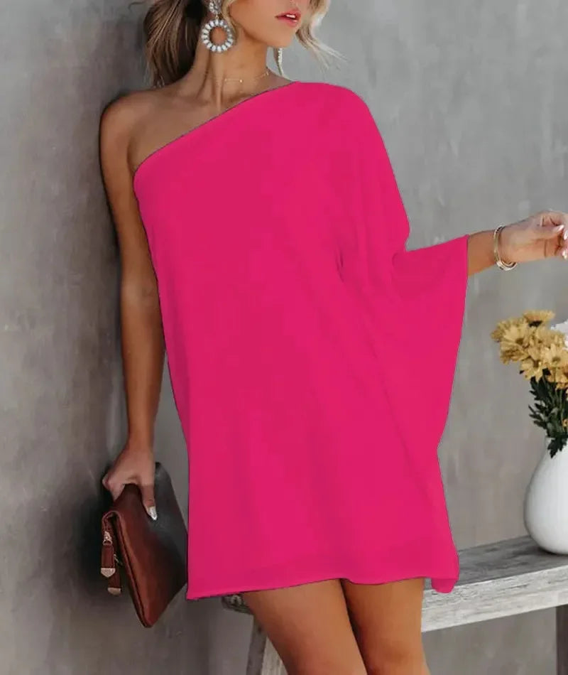 One-Shoulder Long Sleeve Halter Loose Cover-Up