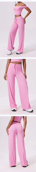 Ctenkevet-High Waist Wide-Leg Yoga Joggers for Women, Female Casual Tracksuit Bottoms, Straight Outdoor Baggy Sweatpants, Autumn Luxlife Brands