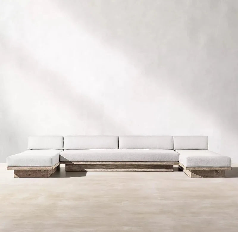 Outdoor Sofa, Creative Garden Courtyard Teak Furniture, Waterproof and Sun-proof, Outdoor Open-air Sofa Set