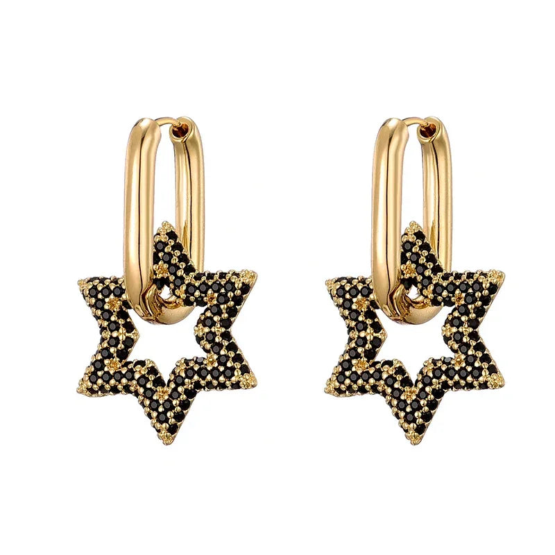 Star Gazing Gold Color Zircon Earrings LUXLIFE BRANDS