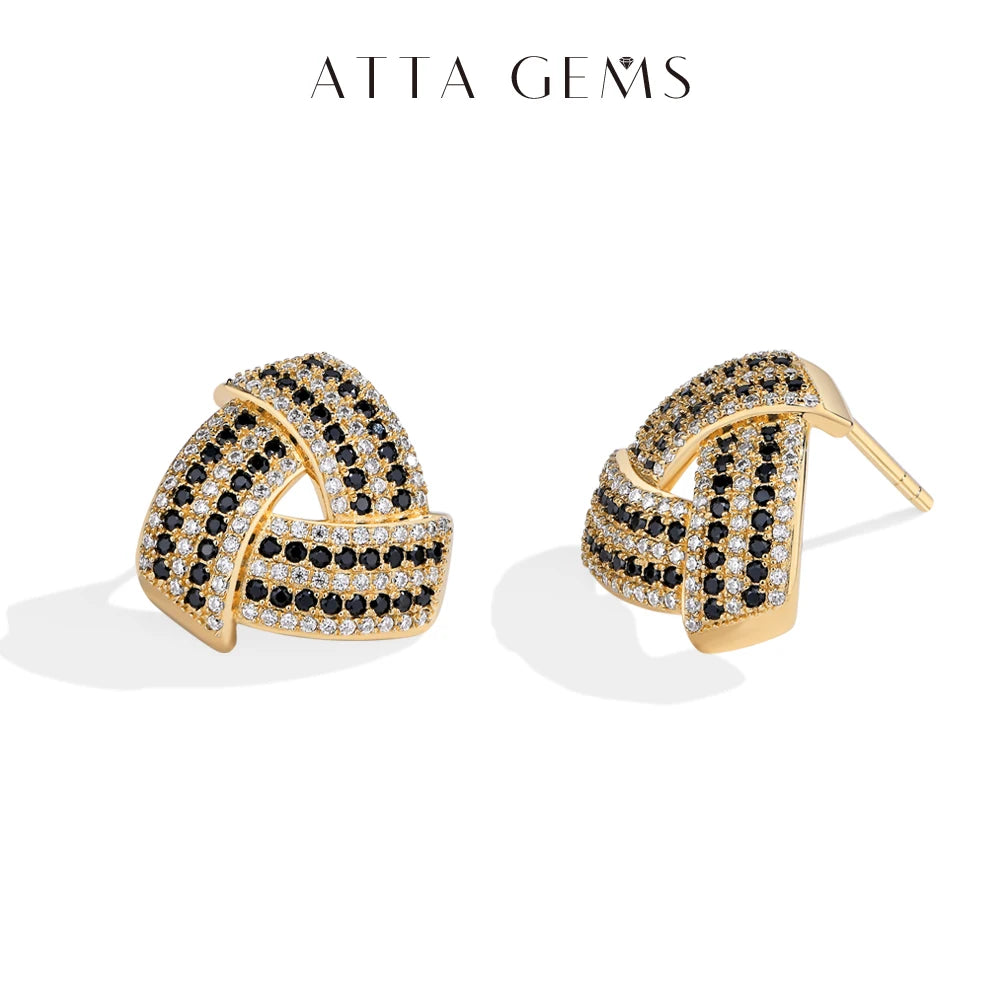 Attagems DVVS Moissanite Diamond Triangle Stud Earring For Women 925 Sterling Silver 18K Gold Plated Birthday Gift Party Jewelry