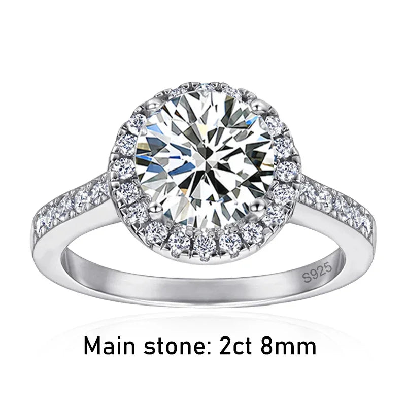 Tezzc 2ct Moissanite Halo Engagement Ring For Women S925 Sterling Silver Wedding Rings With certificate Fine Jewelry Wholesale