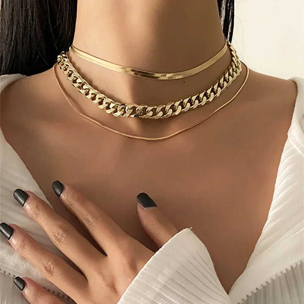 Vintage Silver-plate Geometric Exaggerated Artificial Pearl Chain Necklace For Women Female Fashion Boho Y2K Girl Jewelry Gift