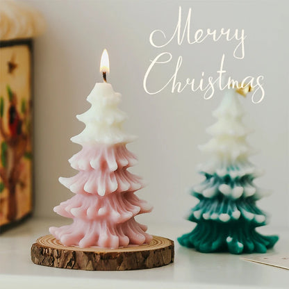 Christmas Tree Shaped Candle Handmade Fragrance Candle Cedar Xmas Party Home Table Decoration Atmosphere Supplies 9.4cm LUXLIFE BRANDS