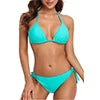 Anfilia Women's Bikini Set Gradient Swimwear Halter Swimsuit Side Bandage Bathing Suit Beachwear Sexy Bikini Luxlife Brands
