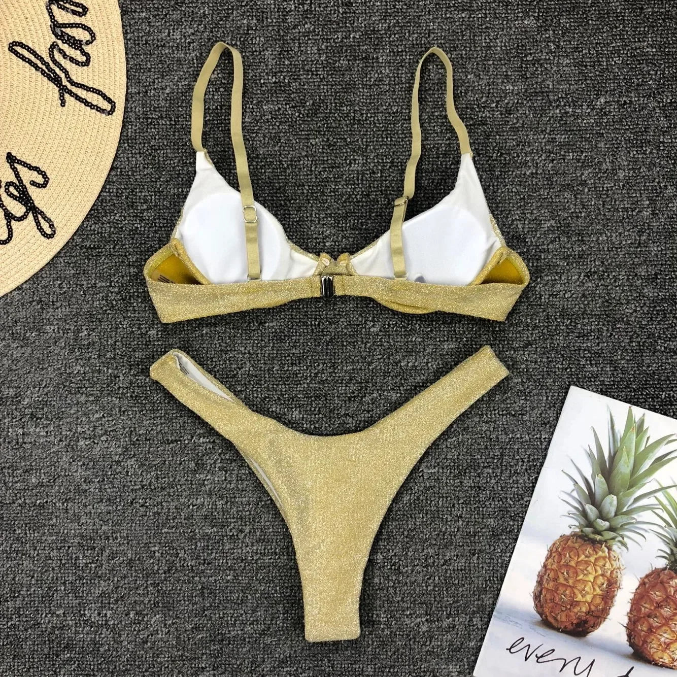 Sexy Silver Glitter Bikini 2022 Swimwear Women Push Up Cut Out Underwire Thong Swimsuit Summer Brazilian Bathing Suit Biquini LUXLIFE BRANDS