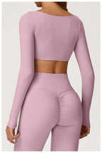 Yoga Shirts Fitness Long Sleeve Women Sport Crop Top Women Square Neck Gym Top Yoga T-Shirt Clothing Casual Quick Dry Sportswear Luxlife Brands