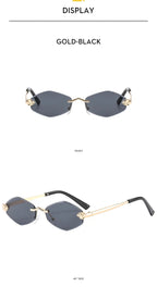 Luxury Polygon Sunglasses for Women Hipster Irregular Rimless Sunglasses Ladies Small Metal Frame Vintage Rhombus Eyewear Brown Luxlife Brands