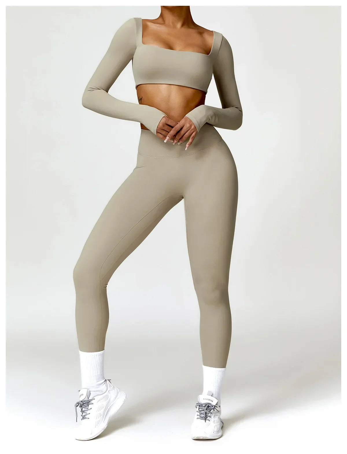 New Long sleeve Shirt Sports Set Women Fitness Tights Yoga Set Crop Top Running High Waist Gym Set Womens Outfits Yoga Clothing