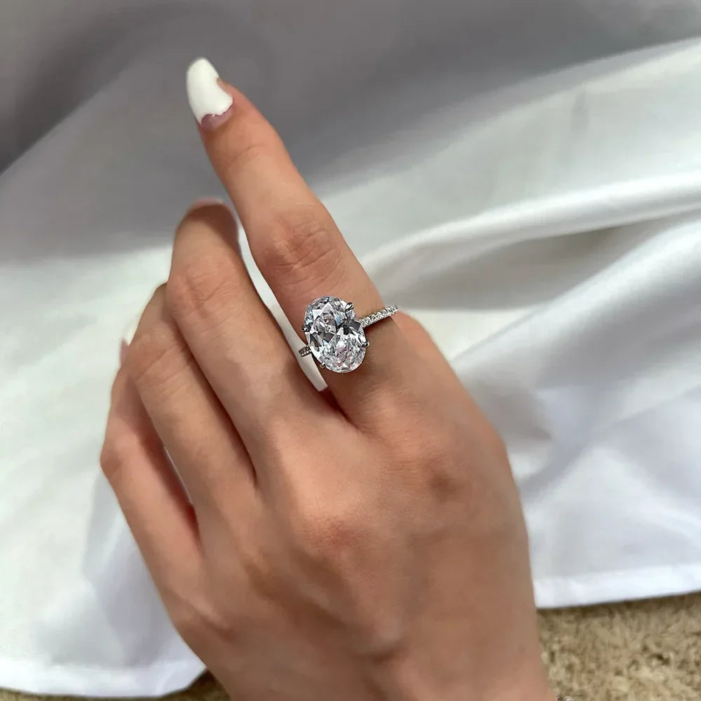 WUIHA New 925 Sterling Silver Oval Pear Cut 5CT/7CT/8CT White Sapphire Created Moissanite Diamonds Ring for Women Gift Wholesale Luxlife Brands