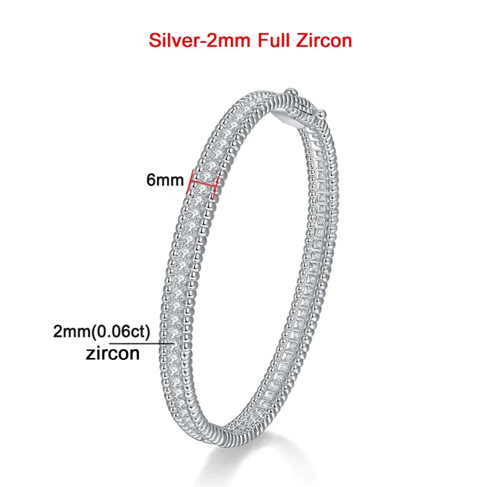 2mm Full Moissanite Bracelets with GRA Certified 100% 925 Sterling Silver Plated 18K Gold Luxury Fine Jewelry Bangle For Women