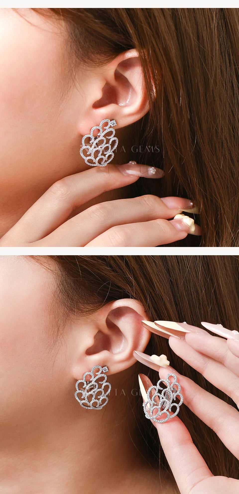 ATTAGEMS Snowflake Women's Earrings For Party S925 Silver Moissanite Earrings D VVS1 Yellow Gold Plated Gifts Sparkling Jewelry Luxlife Brands