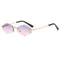 Trendy Rimless Polygonal Sunglasses Stylish Gradient Lens Metal Shades Eyewear Luxury Brand Small Rhombus Vintage Sun Glasses Luxlife Brands