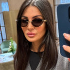 New Cat Eye Rivet Rimless Sunglasses Women Luxury Fashion Brand Oval Narrow Sun Glasses Shades Trendy Elegant Unique Eyewear Luxlife Brands