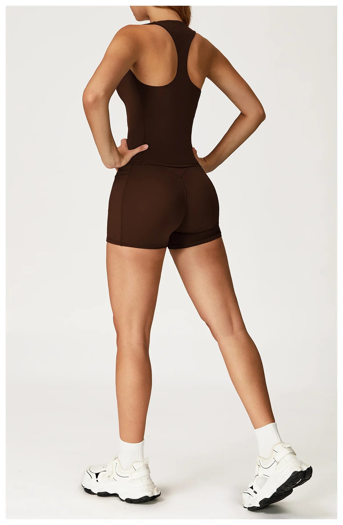 Hearuisavy 2Pcs Woman's Sports Set Naked-Feel Racerback Sports Tops Gym Tank Top Female Breathable High Waist Fitness Yoga Pants