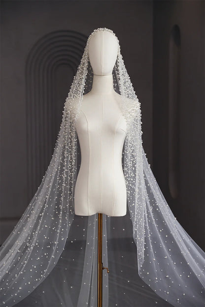 Precious Pearl Bridal Veil With Hair Clip LUXLIFE BRANDS