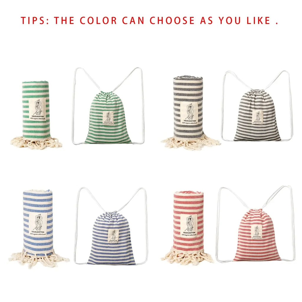 YEUZLICOTTON Hot Sale luxury Striped Tassel 100% cotton sauna spa bath towel For Home 100*180CM Travel Turkish Large beach towel