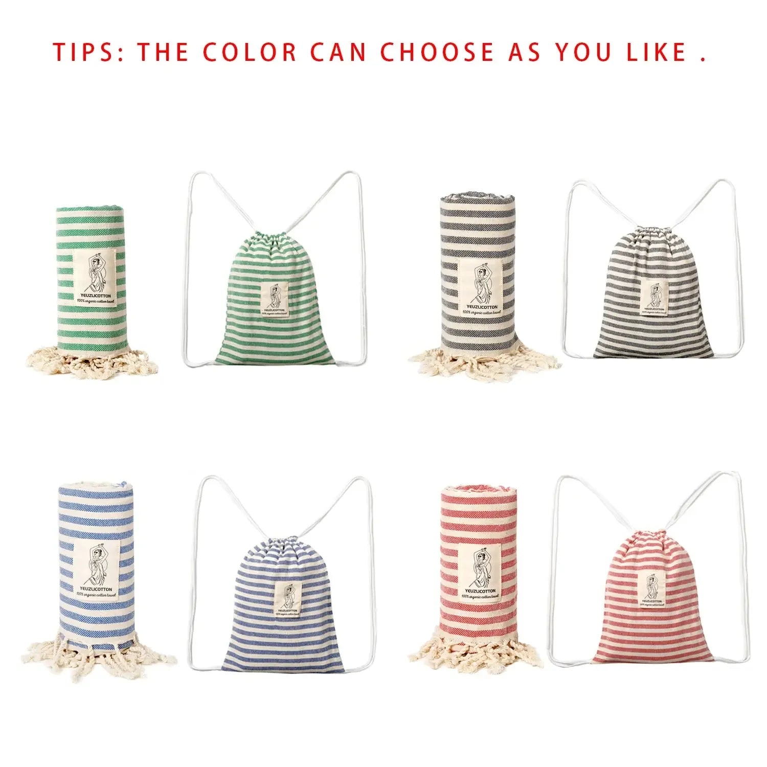 YEUZLICOTTON Hot Sale luxury Striped Tassel 100% cotton sauna spa bath towel For Home 100*180CM Travel Turkish Large beach towel