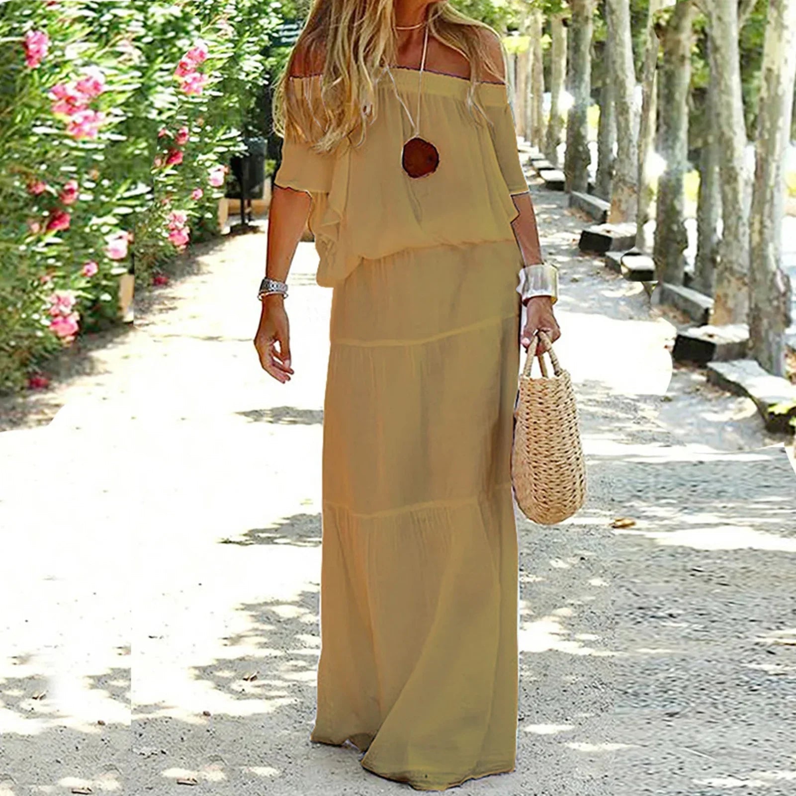 Chic Off The Shoulder Maxi Dress LUXLIFE BRANDS