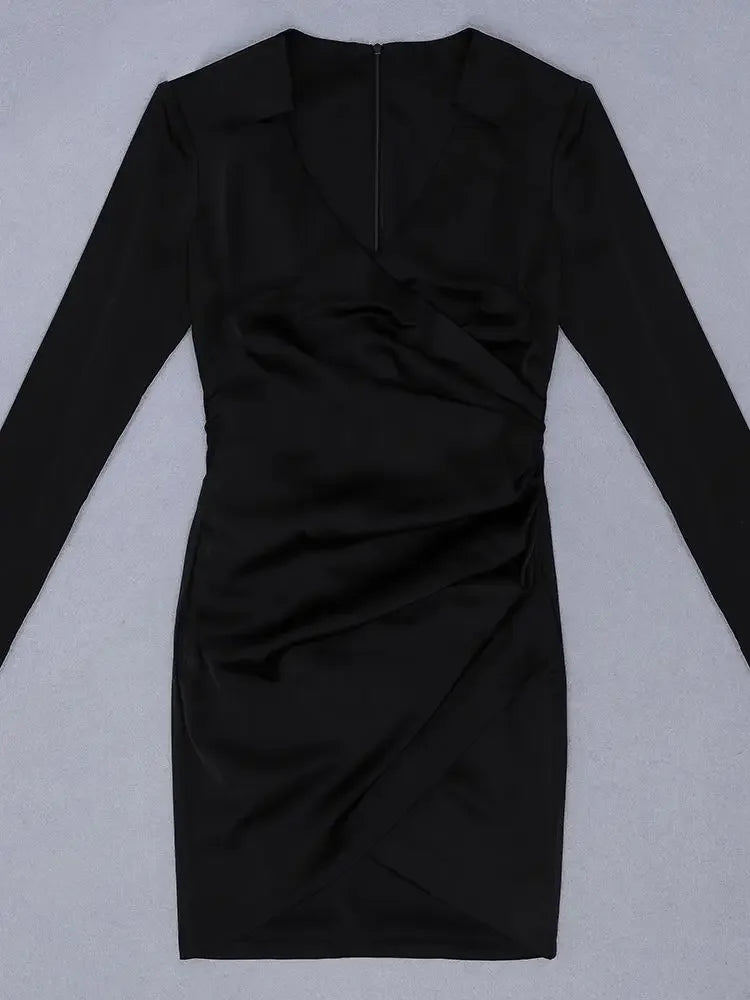 Deep V Long Sleeve Bodycon Dress LUXLIFE BRANDS