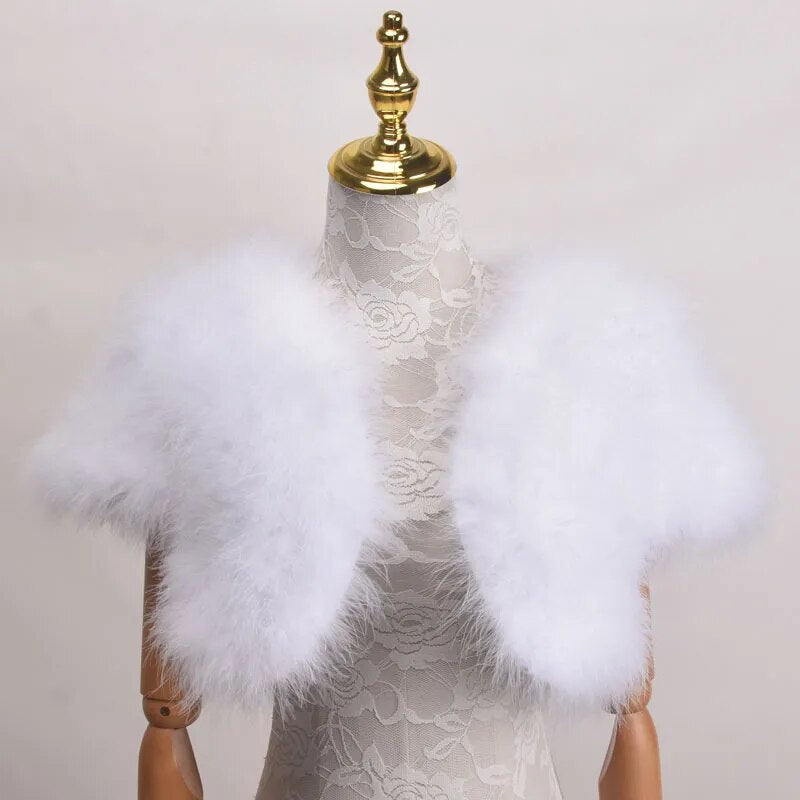 Turkey  Feathers Bolero Shrugh Waist Coat Vintage Marabou Feather Shrug stole bridal accessories Bridal Dress Evening cape LUXLIFE BRANDS