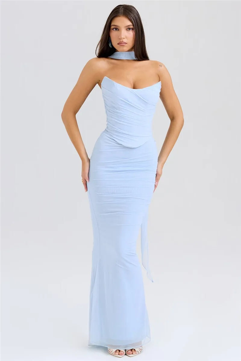 Elegant Wine Strapless Maxi Skirt Set Luxlife Brands