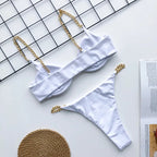 Sexy Metal Chains String High Cut One Piece Swimsuit Women Swimwear Female Monokini Tummy Cut Out Bathing Suit Swim Beach Wear Luxlife Brands