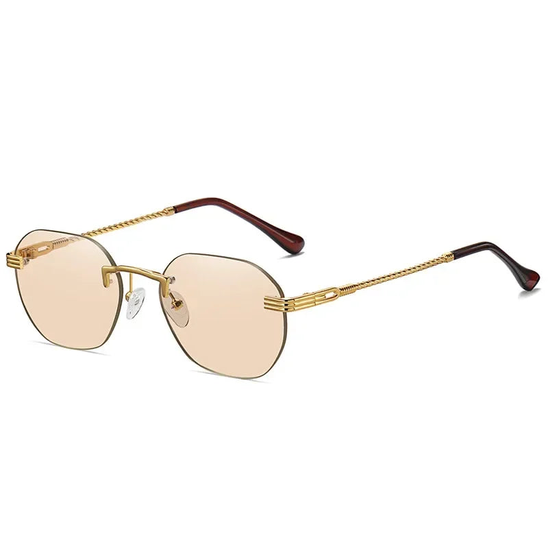 Frameless Gold Metal Ladies Sunglasses Rimless Gradient Lens Blue Fashion Sun Glasses For Men Uv400 Summer 2023