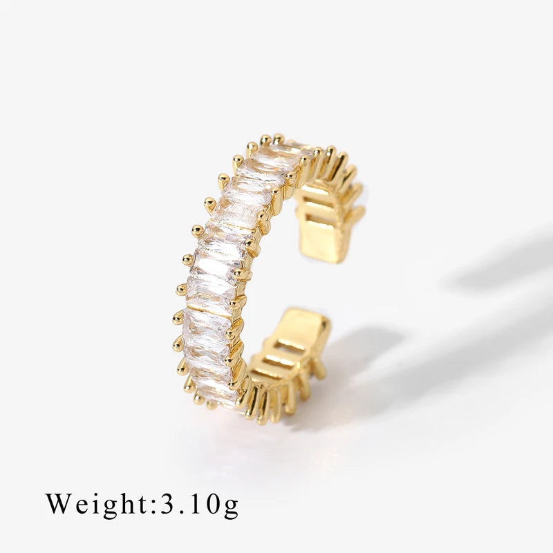 Ins Hot Fashion 18k Gold Plated Micro-inlaid Exquisite Zircon Ring Geometric New European and American Style Ladies Jewelry