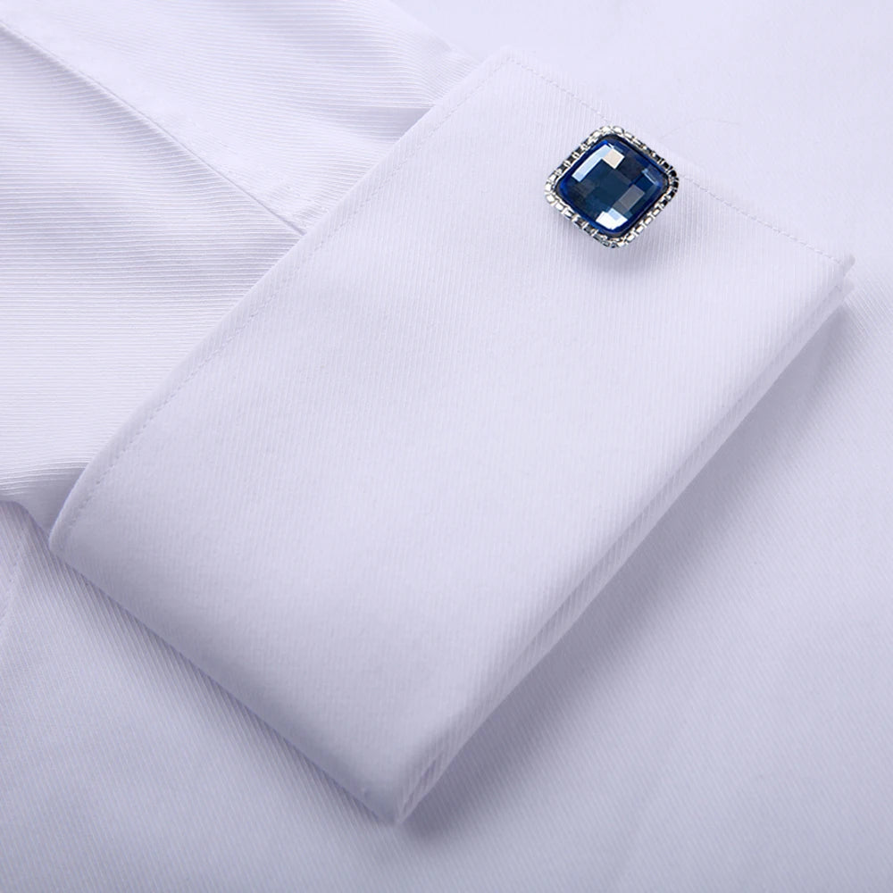 Classic French Cuff Hidden Button Dress Shirt