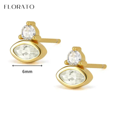 Luxury white crystal zircon earrings 925 sterling silver ear needles Hoop gold earrings For women Fashion Luxury Wedding Jewelry