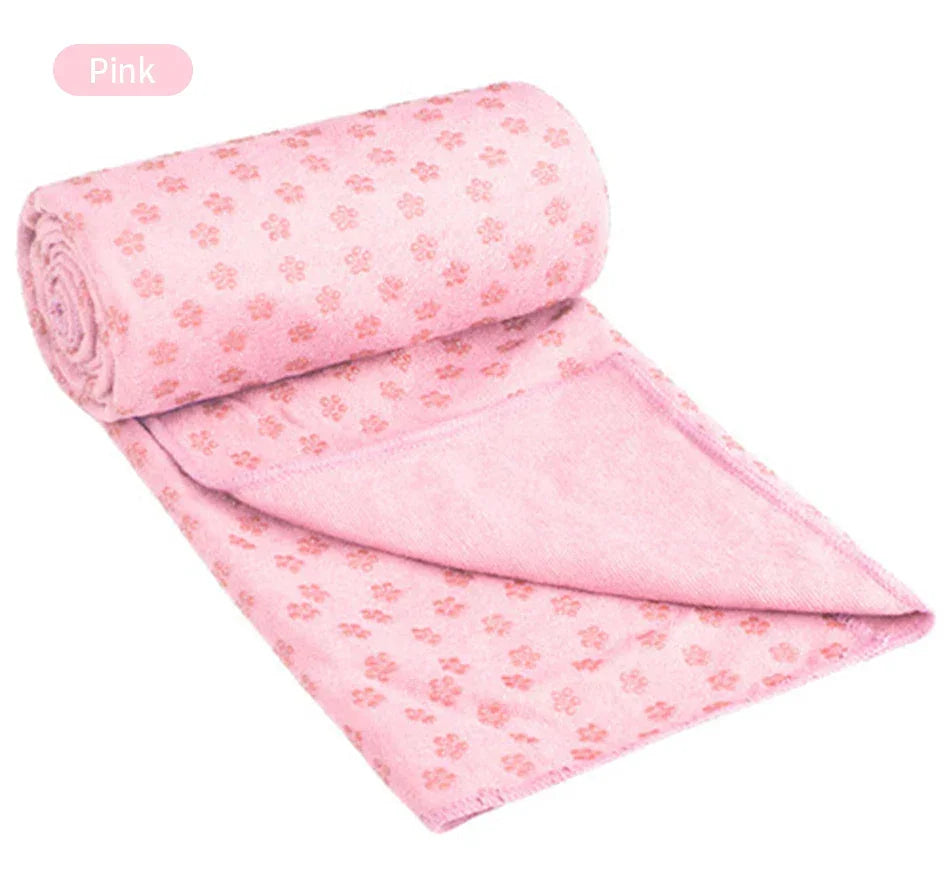 Yoga Mat Cover Towel Non-Slip Sweat Absorbent Solid Foldable Portable Pilates Exercise Sports Travel Fitness Blanket 183CM*63CM