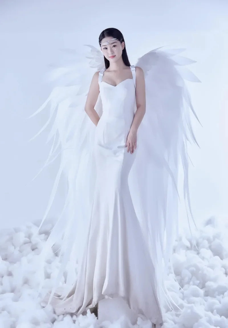 White Feather Wing Angel Halloween Wings Model Catwalk Costume Super Wings Nightclub Performance Props Halloween Party Props