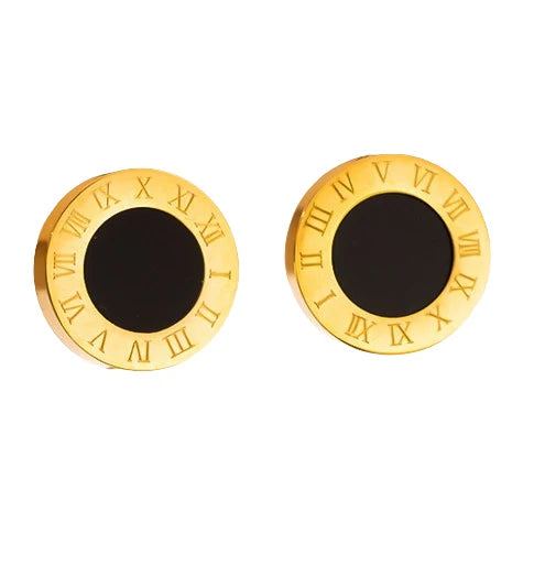 Stainless Steel Roman Number Jewelry Set For Women Black Shell Inlays, Colorfast & Stylish - Includes Bracelet, Necklace Earring Luxlife Brands