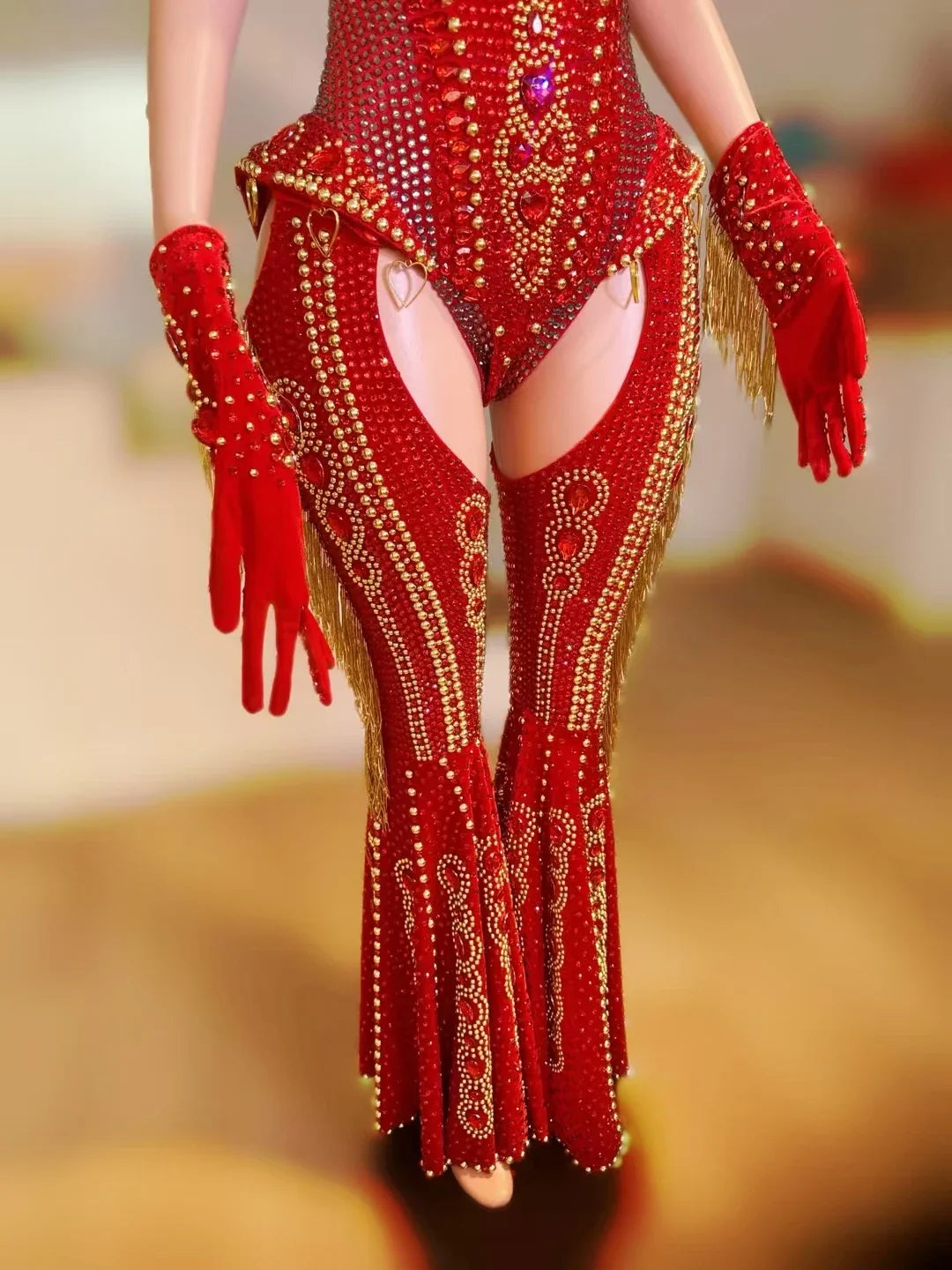 The Stardust Showstopper 4-Piece Rhinestone Ensemble – Luxury Stage Bodysuit & Jumpsuit Set