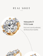 Round Cut D Color VVS1 Moissanite 10K 14K Yellow Gold Plated Engagement Wedding Band Moissanite Lab Grown Diamond Ring for Women Luxlife Brands