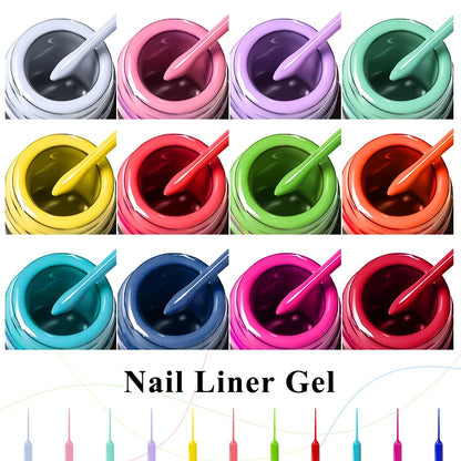 MEET ACROSS 5ml Liner Nail Gel Polish 28 Colors Black White French Pull Line Painting Varnish For UV Nails Art Design Manicure LUXLIFE BRANDS