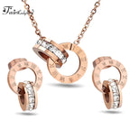 Fairladyhood Lucky Roman Digital Pendant Necklace Set Stainless  Steel Clavicle Pendant Fashion Wild Stainless Steel Jewelry Set Luxlife Brands