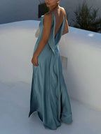 Elegant Women Guest Wedding Dress Sexy Strap Halter Backless Slim Cocktial Evening Maxi Dress Luxury Party Celebrity Prom Gown Luxlife Brands
