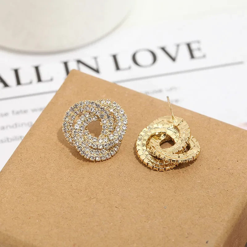 Retro Fashion High-grade Crystal Rose Earrings Women Zircon Ear Studs Wedding Jewelry Gifts LUXLIFE BRANDS