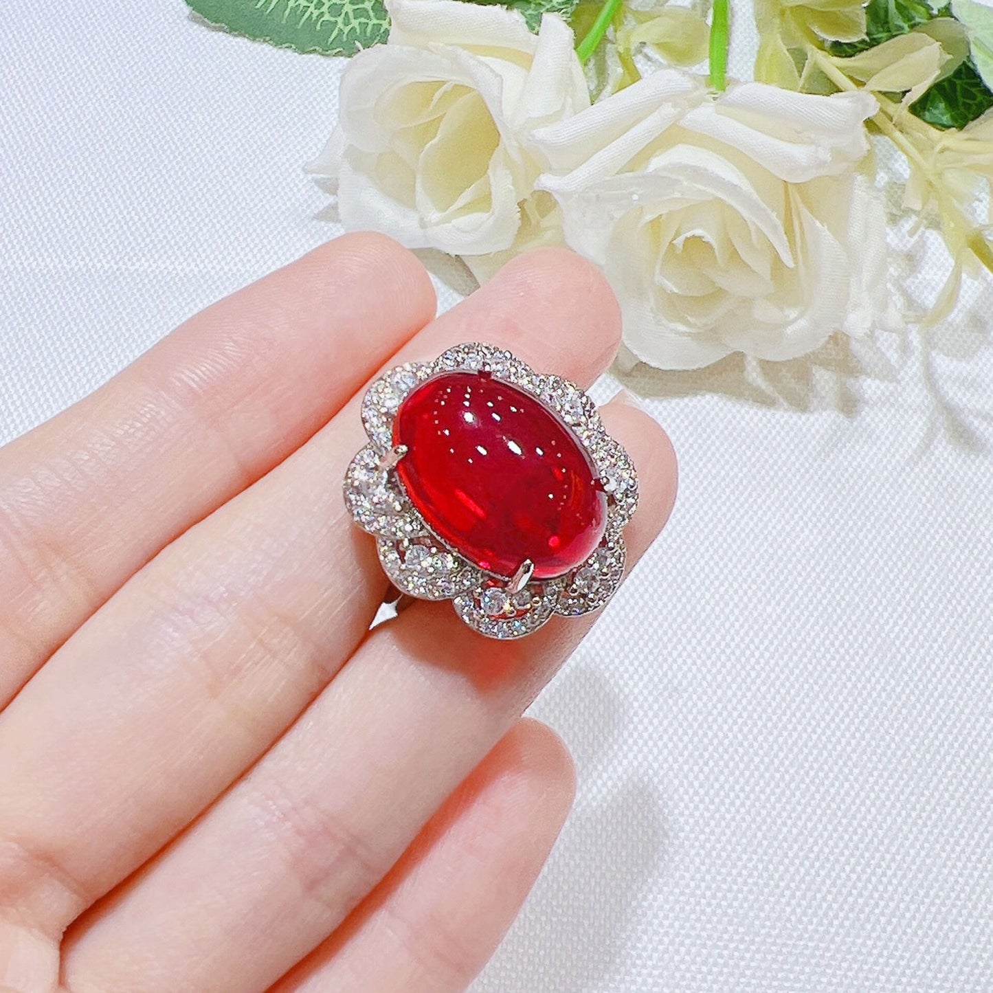 Luxury 925 Silver Plated Oval Lab Ruby Crystal Jewelry Set Vintage Wedding Ring Women Engagement Bridal Jewelry Sets