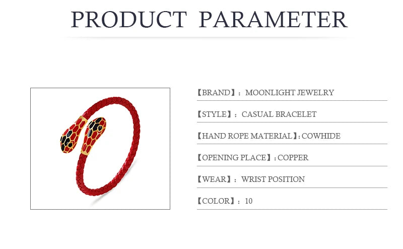 Double Snake Head Cuff Bangles Braided Leather