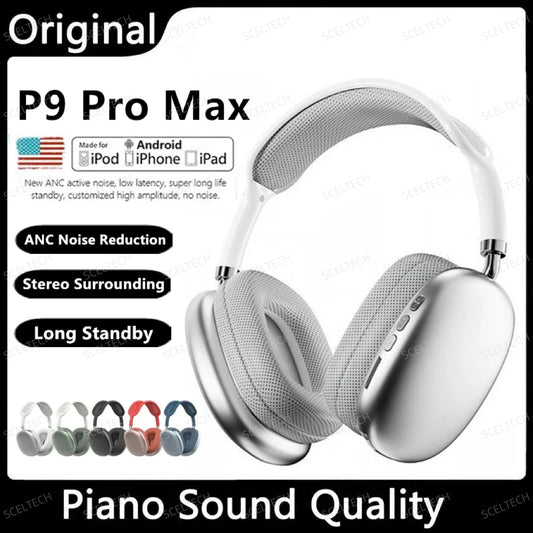 Original P9 Pro Wireless Bluetooth Headphones Noise Cancelling Mic Over Ear Sports Gaming With TF Card Slot Headset For Apple LUXLIFE BRANDS