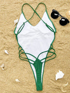Sexy Criss Cross Backless Female Swimwear One Piece Swimsuit Women Extreme String Thong Monokini High Cut Bathing Suit Swim Lady Luxlife Brands