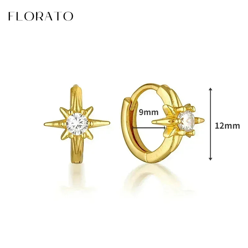 Luxury white crystal zircon earrings 925 sterling silver ear needles Hoop gold earrings For women Fashion Luxury Wedding Jewelry