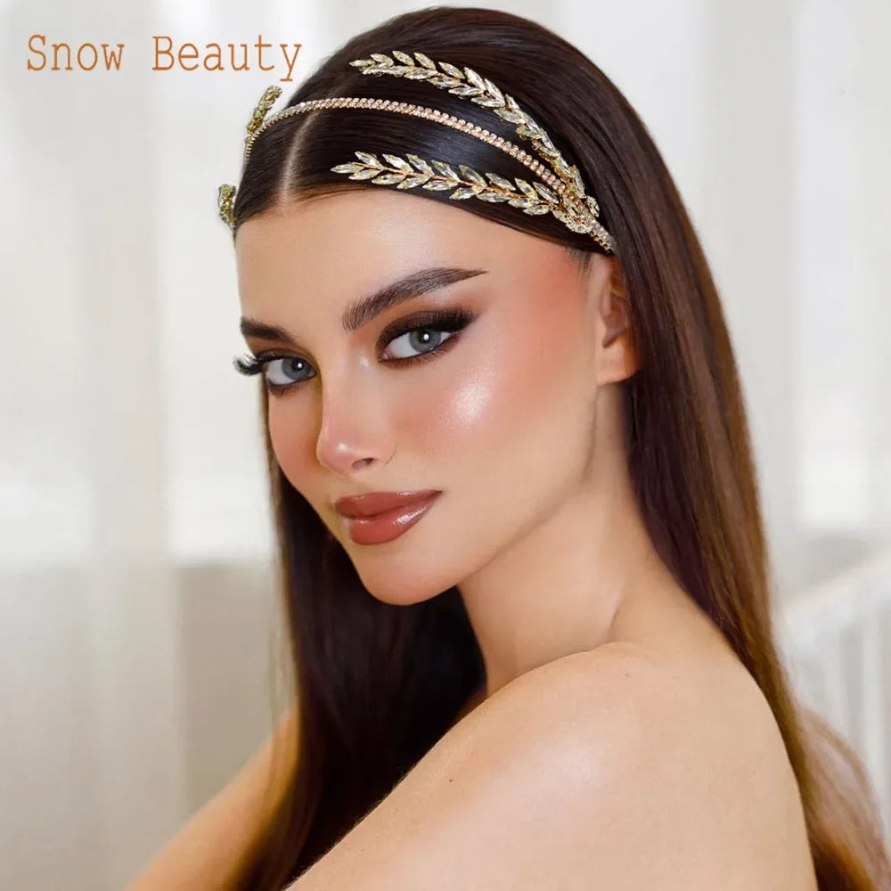 DZ030 Luxury Rhinestone Wedding Headband Bridal Headpieces Hair Accessories for Brides Women and Girls Bridesmaids Headdress LUXLIFE BRANDS