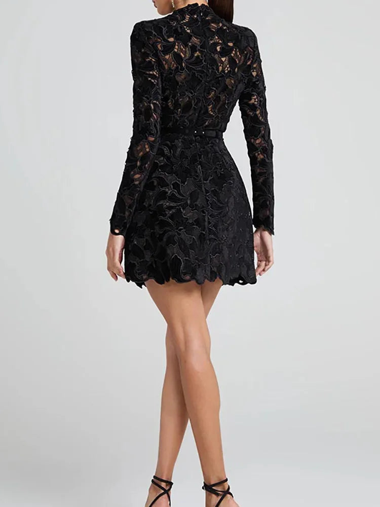 Lace Long Sleeve Mini Party Dress Luxlife Brands